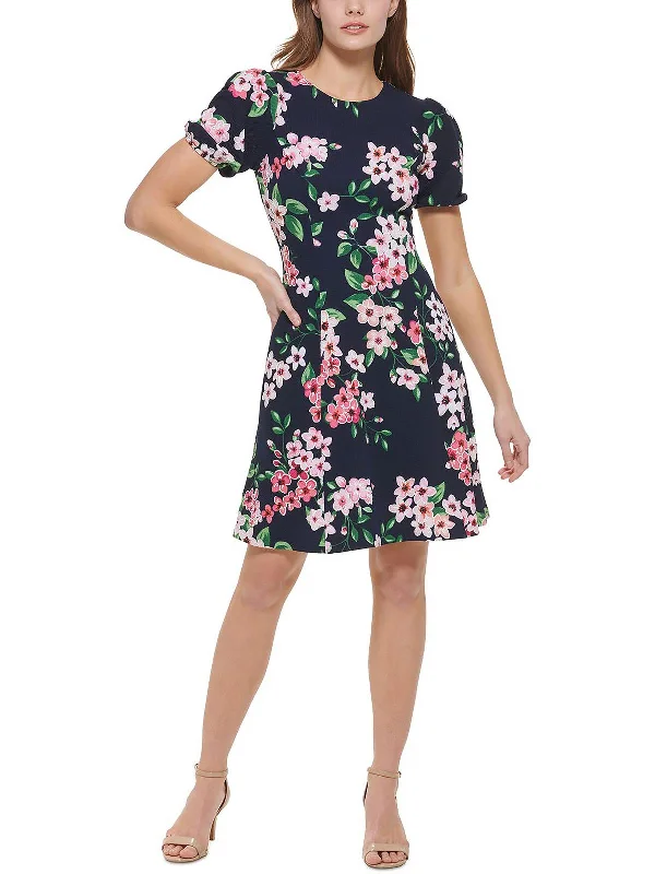 Women's Functional Outfit For Outdoor Activities Spring Fashion Plus Womens Floral Print Knee Length Fit & Flare Dress