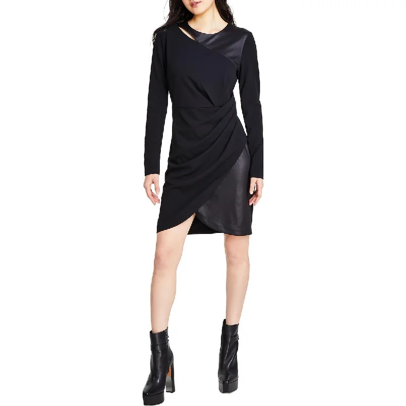 Women's Clothing Sets Fashion-Forward DKNY Womens Mixed Media Above Knee Bodycon Dress