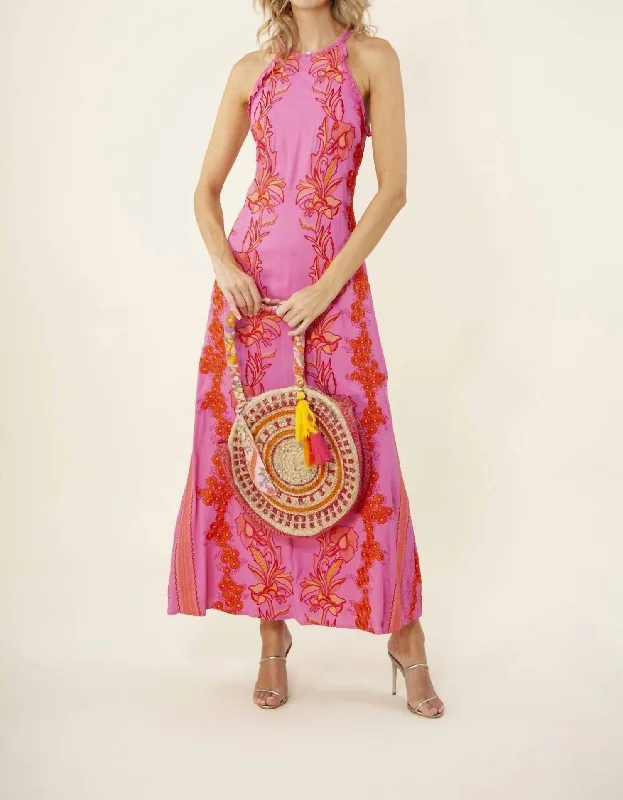 Women's Travel Outfit Set Latest Trends Luciana Maxi Dress In Pink