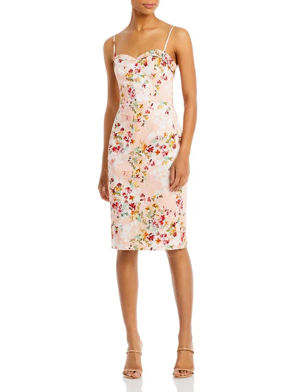 Women's Everyday Attire Fashion-Forward Clover Womens Floral Knee Sheath Dress