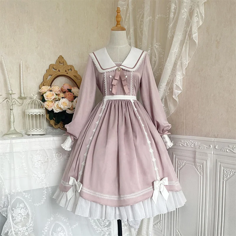 Women's Vacation Clothes Anniversary Sale Your Princess~Princess Lolita Long Sleeve Pink Dress