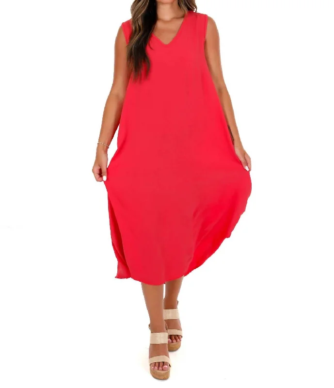 Women's Fashionable Attire For Work Lighten Up With Nordic Styles Everyday Essential Maxi Dress In Coral