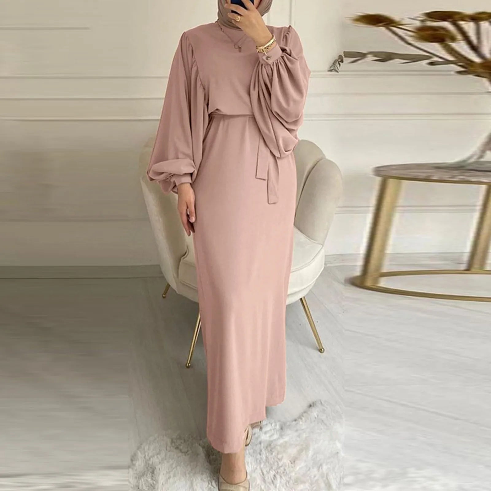 Women's Clothing For Outdoor Events Summer Splash Sale JuliaFashion - Women Spring Muslim 2024 Spring Long Sleeve Casual Muslim Robe Solid Lace Up Dubai Abayas Islamic Prayer Ramadan Clothes Dress