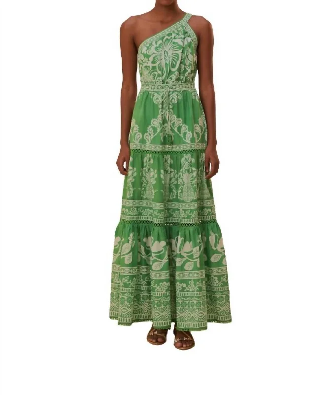 Women's Vintage Garments Beat The Heat In Tropical Styles Maxi Dress In Sweet Garden Green