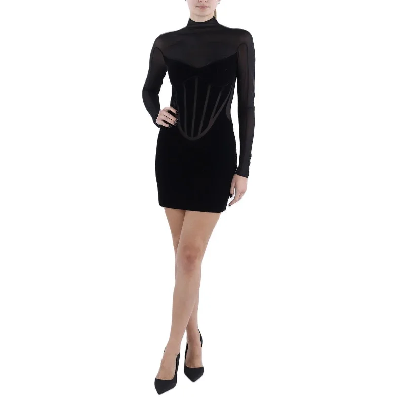 Casual Apparel For Women Spring Fling Sale Mugler Womens Mesh Inset Tight Bodycon Dress