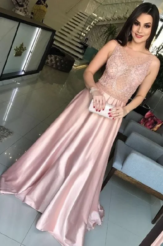 Women's Elegant Outfit First Order Discount Long Prom Dresses, Scoop Neck Beaded Evening Party Dress, Sleeveless Formal Gown cg3254