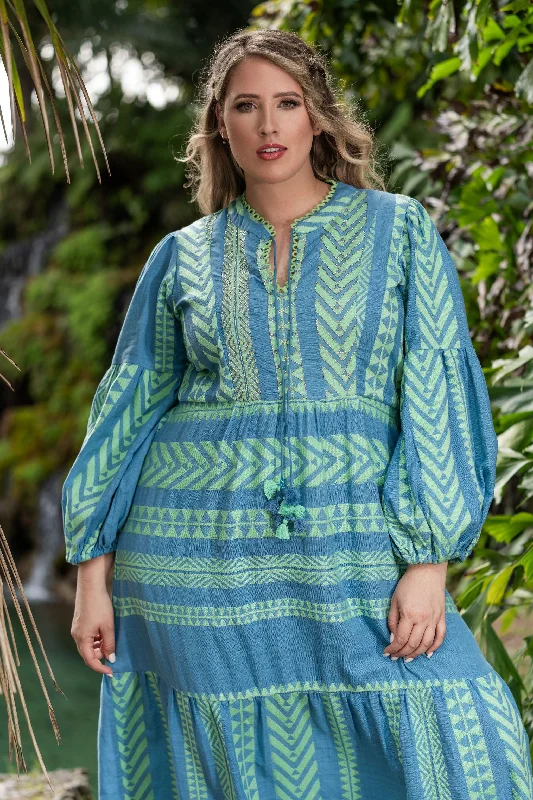 Women's Plus-Size Garments Wardrobe Upgrade AZTEC LONG SLEEVE DRESS