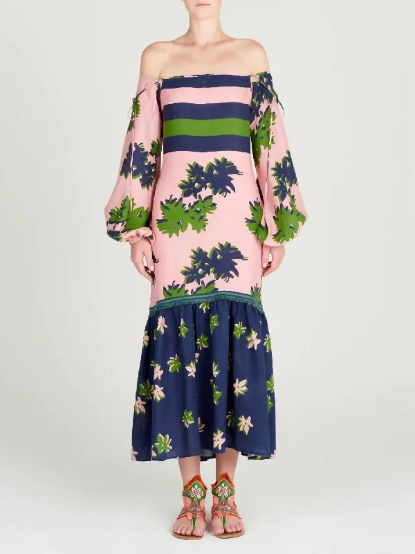 Women's Everyday Apparel Anniversary Sale Oristano Midi Dress In Navy Pink Blossom