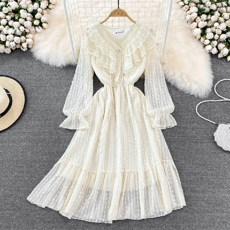 Women's Holiday Clothes First Order Discount Cute lace long sleeve dress A line fashion dress     S190