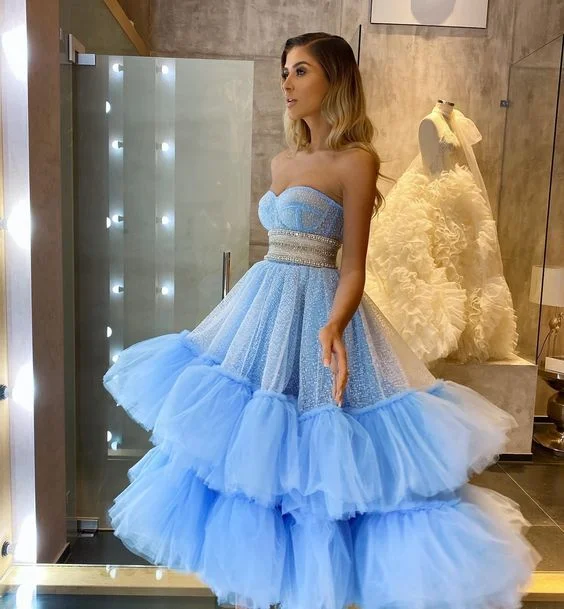 Women's Functional Outfit For Outdoor Activities Elevate Your Wardrobe Blue Tulle Prom Dresses new arrive gown    cg14902