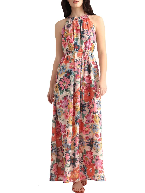 Charming Everyday Clothing For Women Beat The Heat In Tropical Styles Womens Floral Maxi Halter Dress