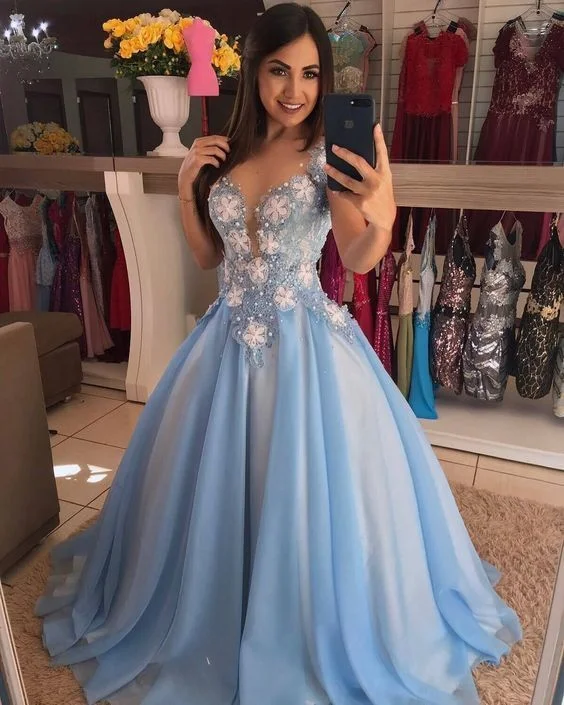 Stylish And Comfortable Clothing For Women Elegant Style 2020 Prom Dresses blue ball gown    cg12674