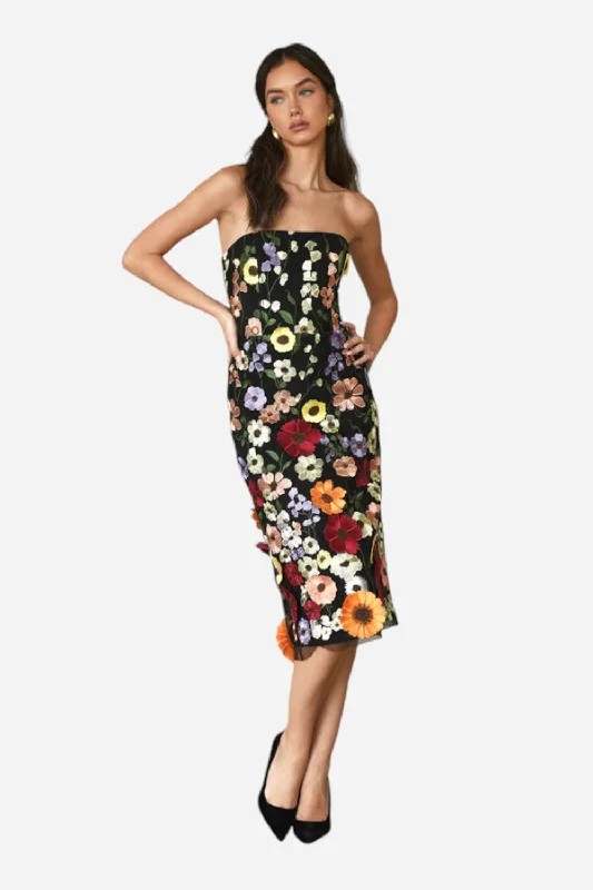 Classic Women's Apparel Summer Essentials Adelyn Rae Beth 3D Floral Sleeveless Midi