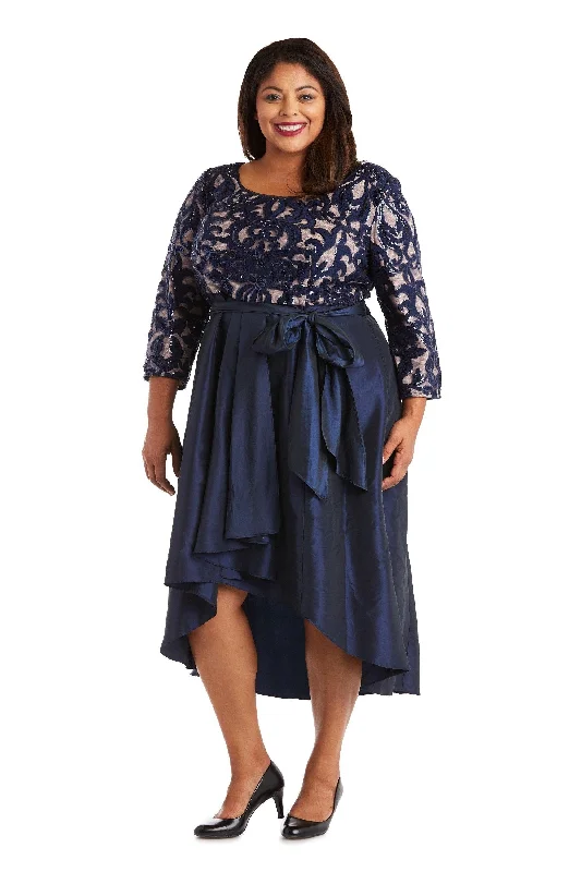 Women's Elegant Formal Outfit Chic Styles R&M Richards 5766W High Low Plus Size Dress