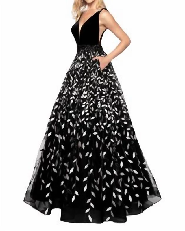 Women's Seasonal Wardrobe Clothing Great Prices On Feminine Styles Velvet Floral Gown In Black