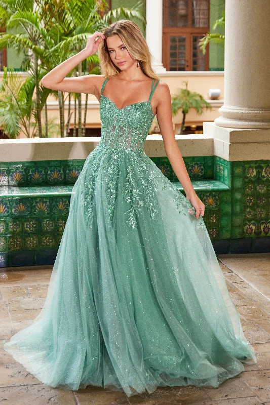 Women's Elegant Evening Outfit Buy More, Save More Applique Sleeveless A-line Gown by Nox Anabel H1682